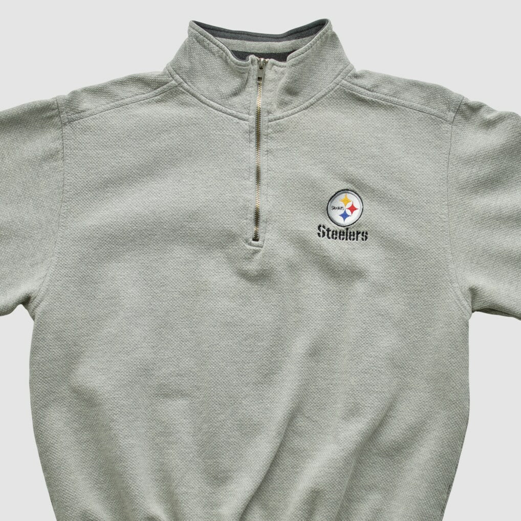 Fanatics Pittsburgh Steelers Lee Sport 90s 1/4 Zip Sweatshirt Heather Gray Vintage