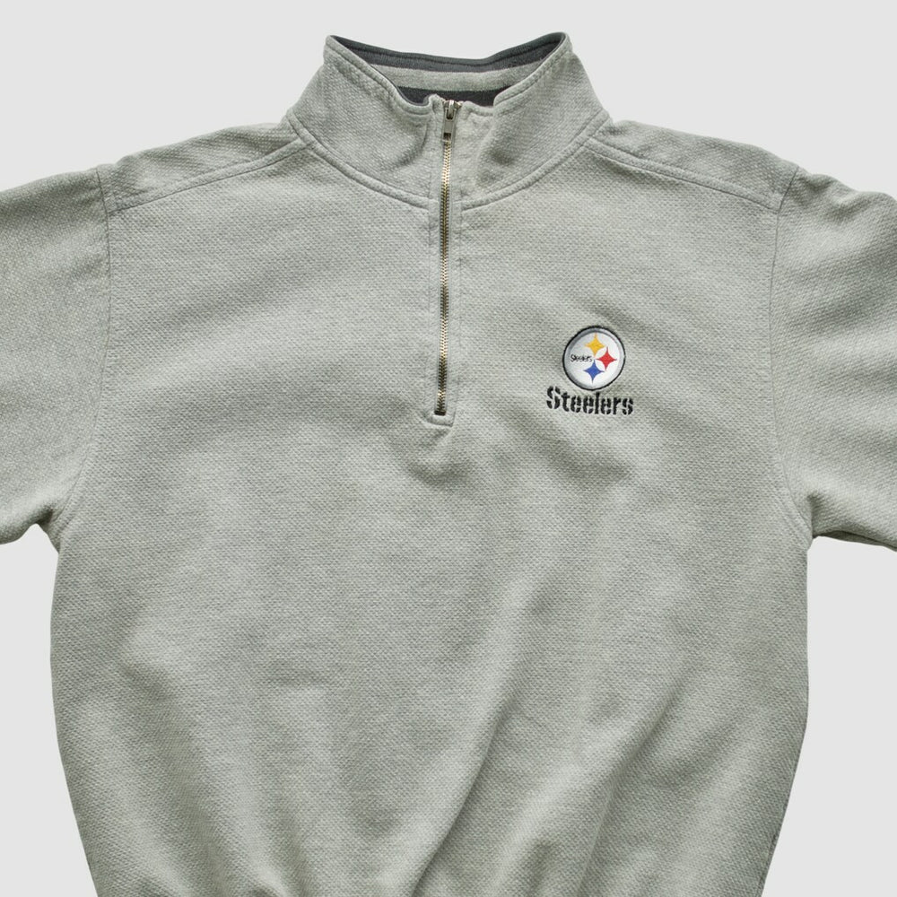 Fanatics Pittsburgh Steelers Lee Sport 90s 1/4 Zip Sweatshirt Heather Gray Vintage