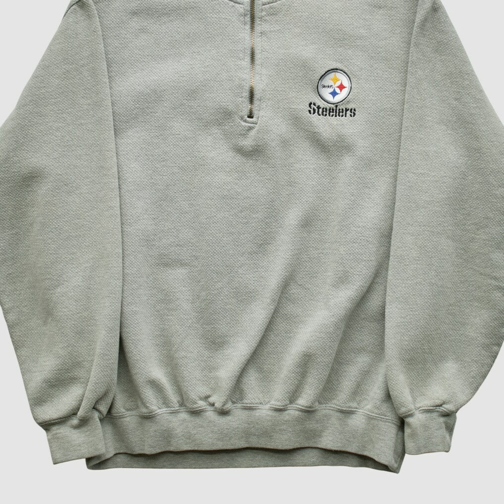 Fanatics Pittsburgh Steelers Lee Sport 90s 1/4 Zip Sweatshirt Heather Gray Vintage