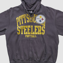 Fanatics Pittsburgh Steelers NFL 2010s Hooded Full Zip Sweatshirt Gray Vintage
