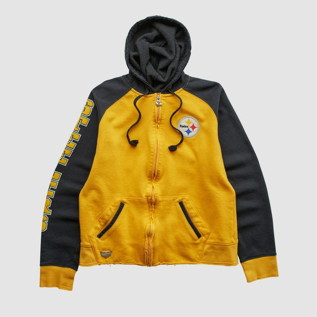 Fanatics Pittsburgh Steelers Reebok 2000s Hooded Full Zip Sweatshirt Yellow Vintage