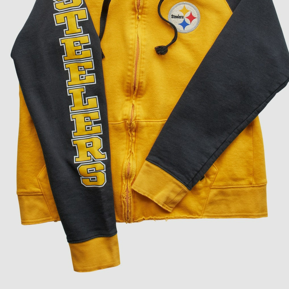 Fanatics Pittsburgh Steelers Reebok 2000s Hooded Full Zip Sweatshirt Yellow Vintage