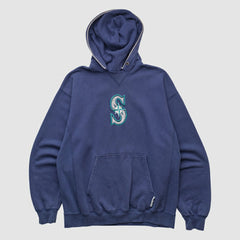 Seattle Mariners Champion 2000s Hooded Pullover Sweatshirt - Navy - Vintage - Fanatics Discount