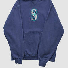 Seattle Mariners Champion 2000s Hooded Pullover Sweatshirt - Navy - Vintage - Fanatics Discount