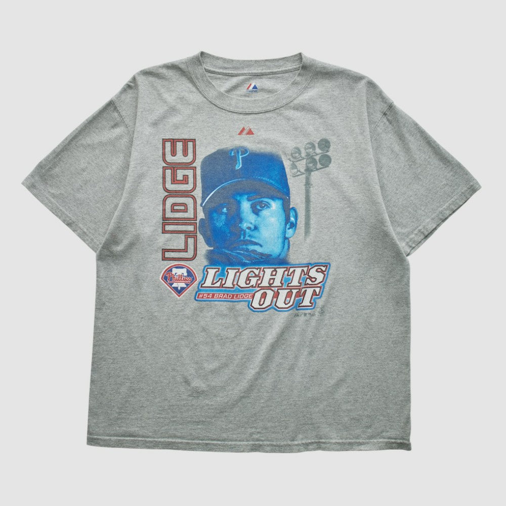 Brad Lidge Majestic 2000s T-shirt - Heather Gray - Vintage - Fanatics Online