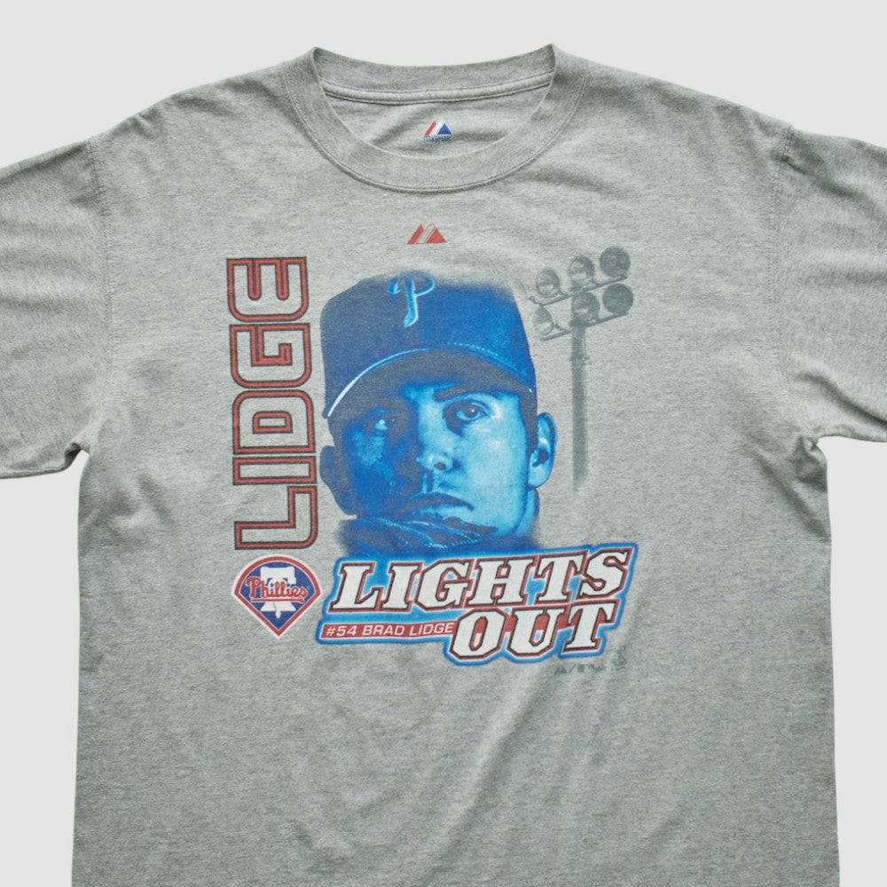 Brad Lidge Majestic 2000s T-shirt - Heather Gray - Vintage - Fanatics Online