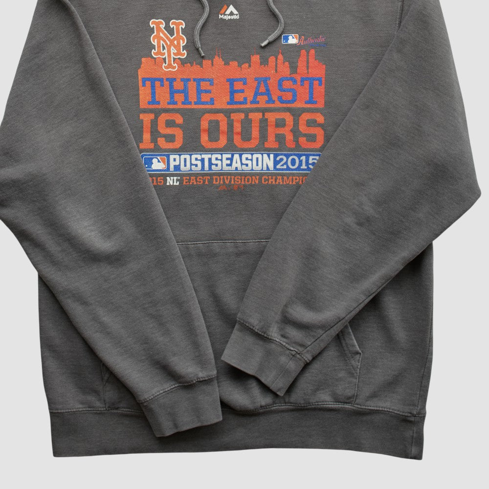 New York Mets Majestic 2015 Hooded Pullover Sweatshirt - Charcoal - XVintage - Fanatics Lifestyle