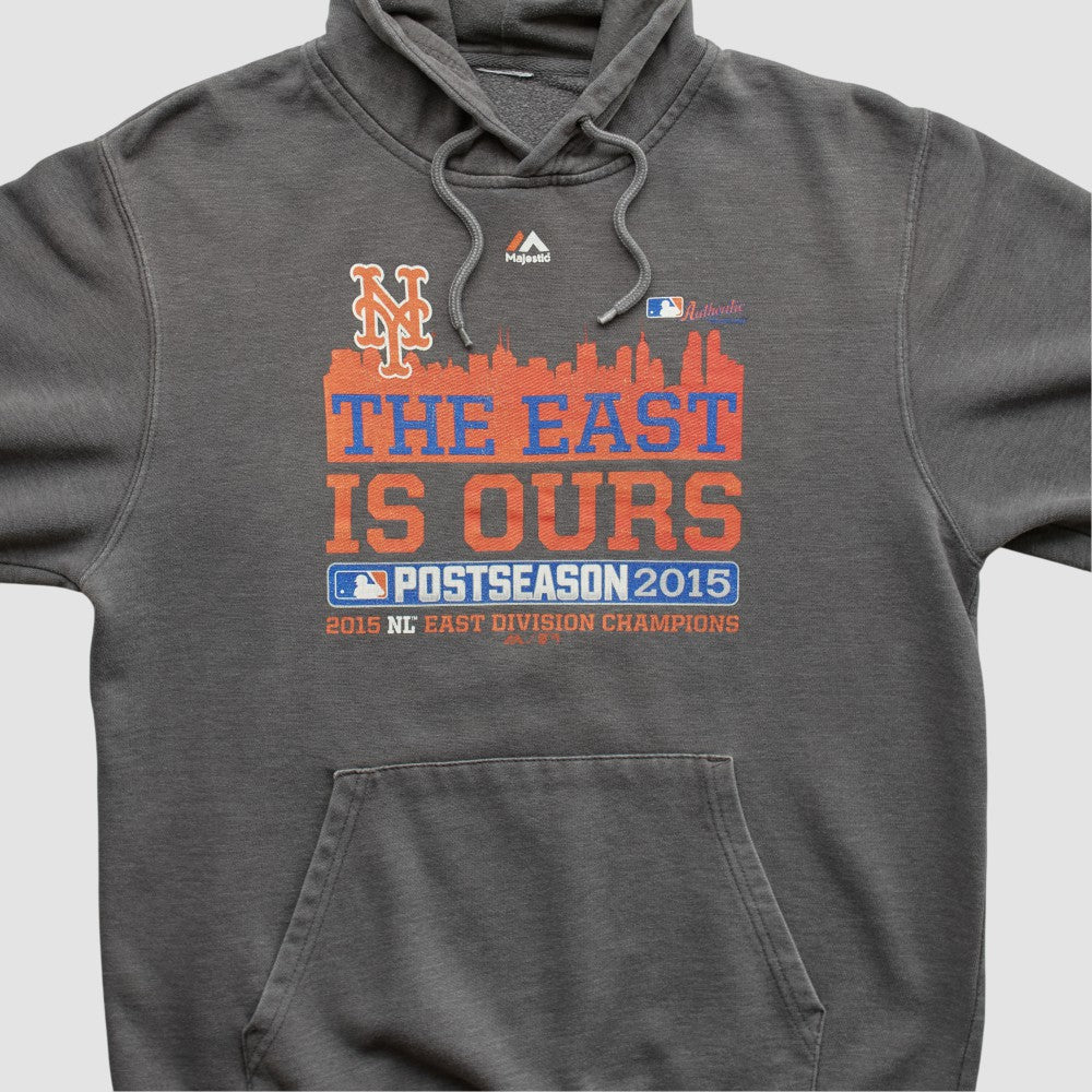 New York Mets Majestic 2015 Hooded Pullover Sweatshirt - Charcoal - XVintage - Fanatics Lifestyle