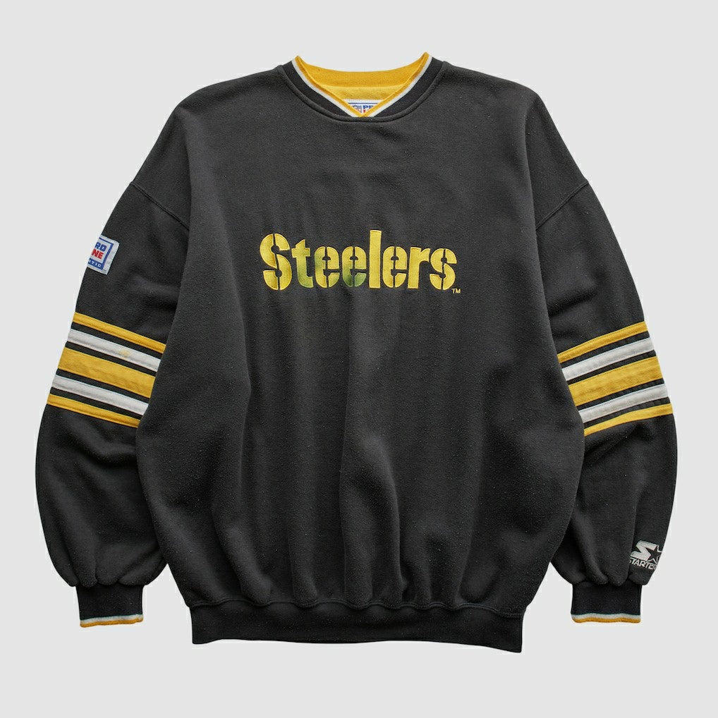 Fanatics Pittsburgh Steelers Starter 90s Pullover Sweatshirt Black Vintage