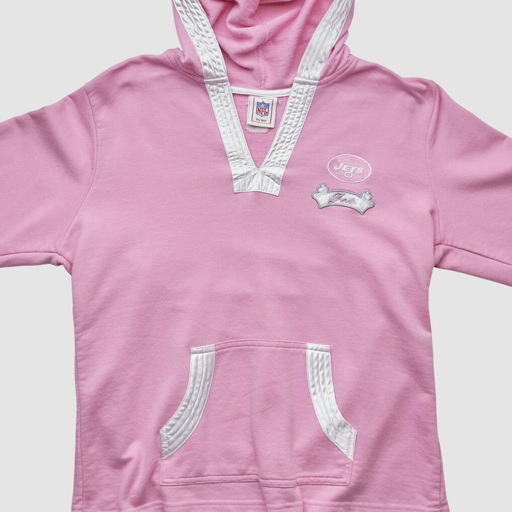 Fanatics New York Jets NFL 2000s Hooded Pullover Sweatshirt Pink Vintage