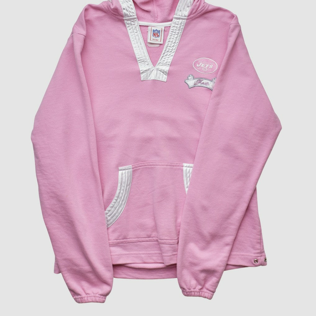 Fanatics New York Jets NFL 2000s Hooded Pullover Sweatshirt Pink Vintage