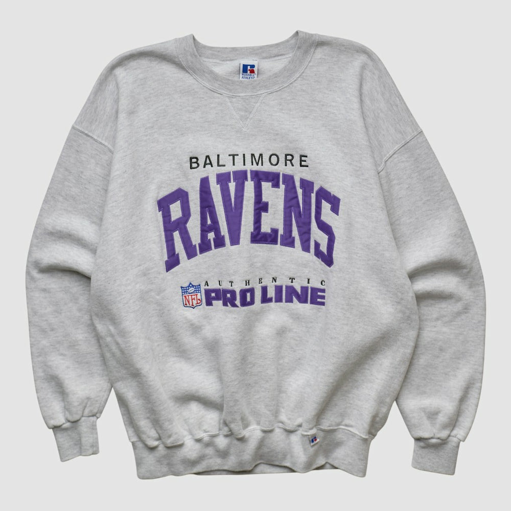 Fanatics Baltimore Ravens Russell 90s Sweatshirt Heather Gray Vintage