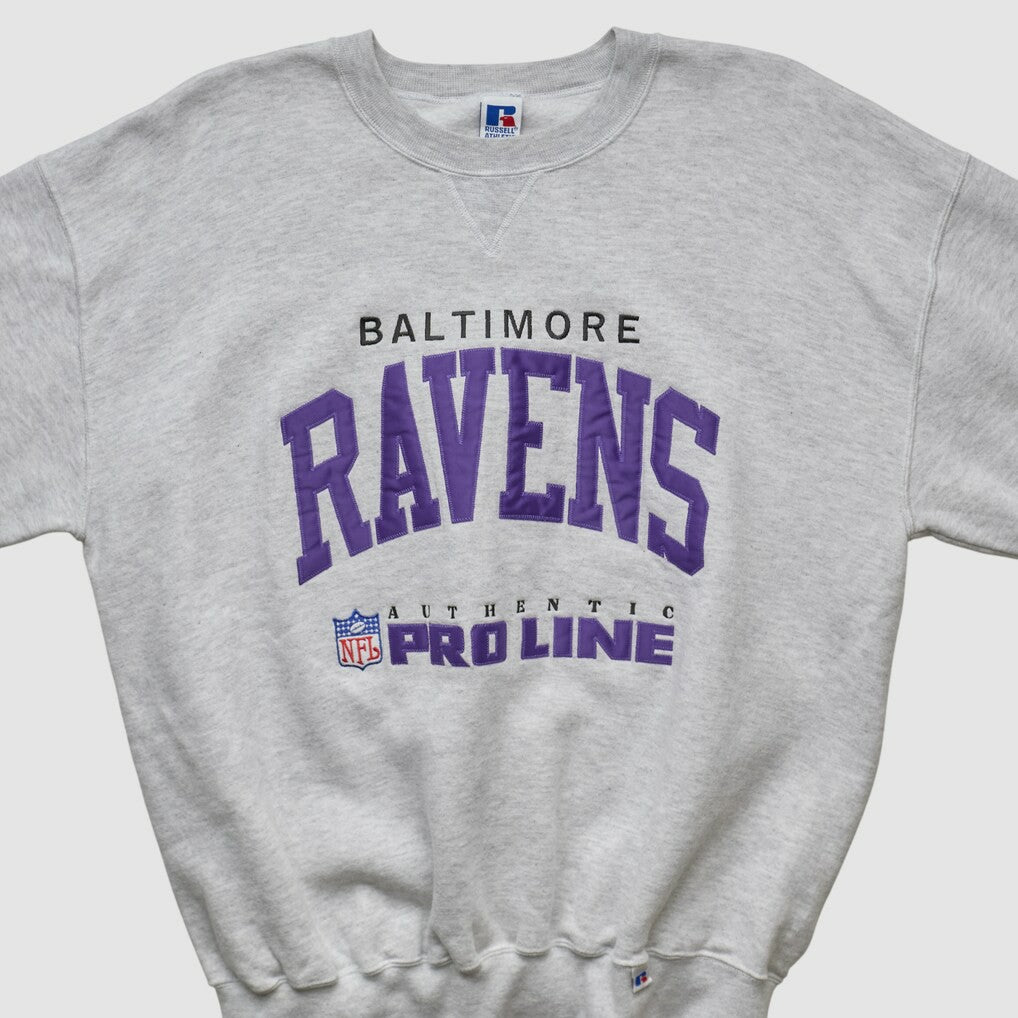 Fanatics Baltimore Ravens Russell 90s Sweatshirt Heather Gray Vintage