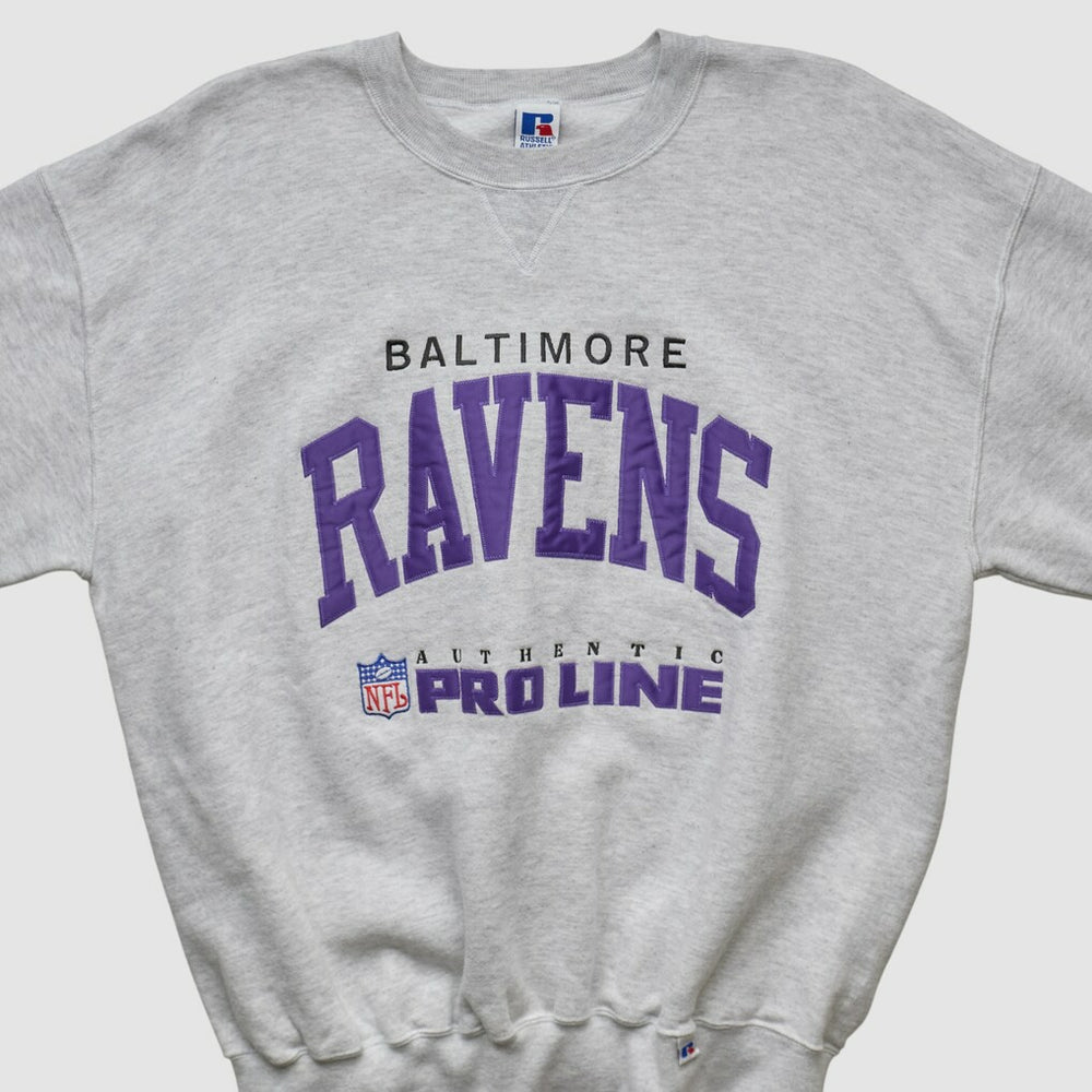 Fanatics Baltimore Ravens Russell 90s Sweatshirt Heather Gray Vintage