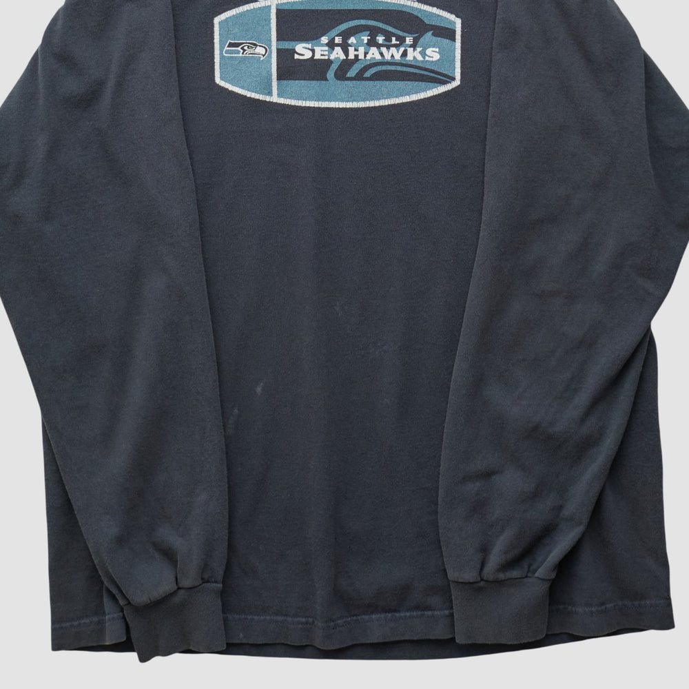Fanatics Seattle Seahawks Reebok 2000s Long Sleeve T-shirt Black Vintage