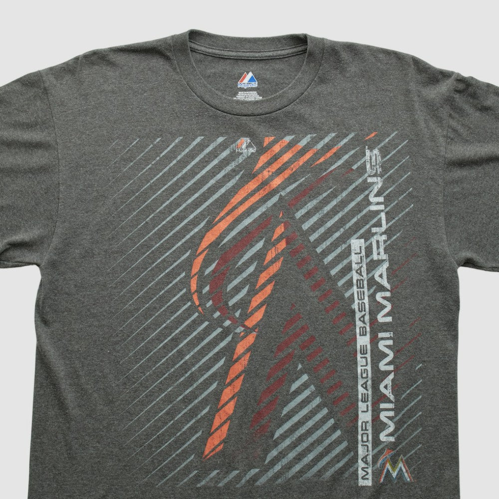 Miami Marlins Majestic 2000s T-shirt - Dark Heather Gray - Vintage - Fanatics Sale