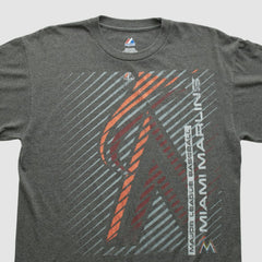 Miami Marlins Majestic 2000s T-shirt - Dark Heather Gray - Vintage - Fanatics Sale