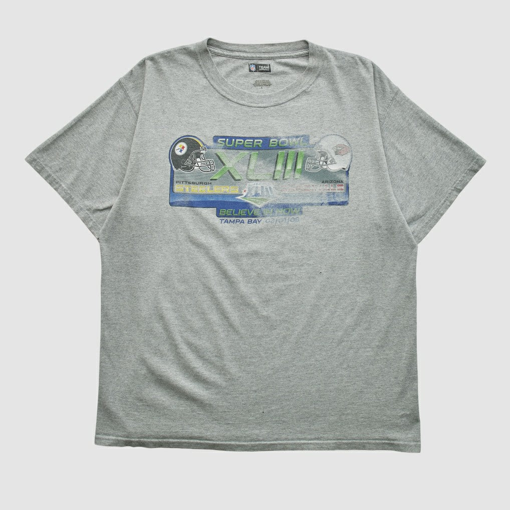 Fanatics Super Bowl XLIII NFL 2009 T-shirt Heather Gray Vintage