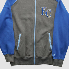 Kansas City Royals Majestic 2000s Full Zip Sweatshirt - Dark Heather Gray - Vintage - Fanatics Discount