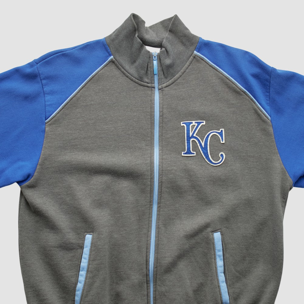 Kansas City Royals Majestic 2000s Full Zip Sweatshirt - Dark Heather Gray - Vintage - Fanatics Discount