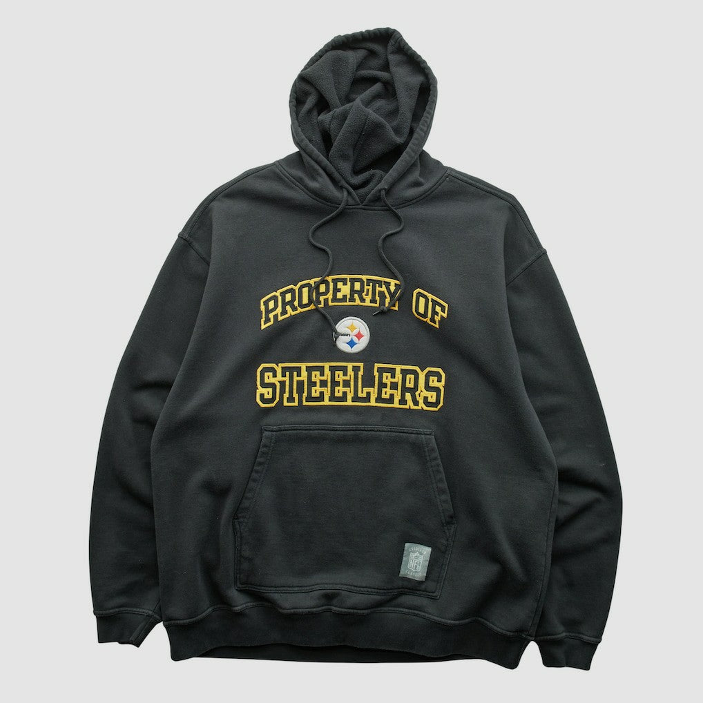 Fanatics Pittsburgh Steelers Reebok 2000s Hooded Pullover Sweatshirt Black Vintage