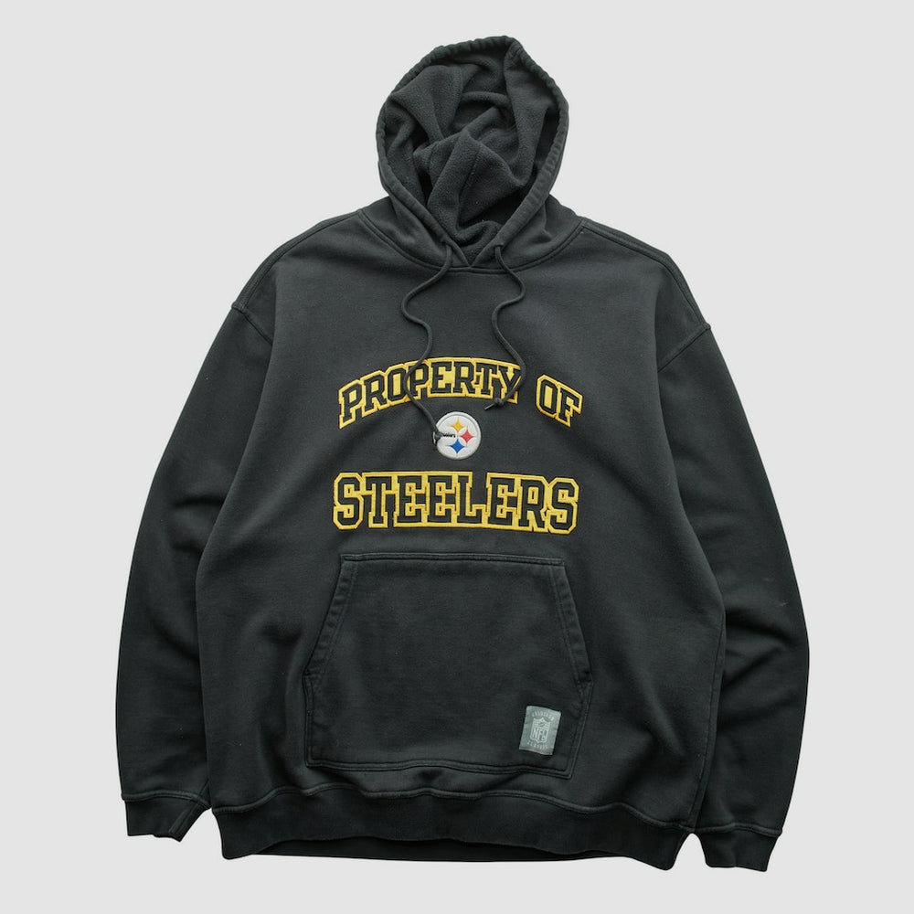 Fanatics Pittsburgh Steelers Reebok 2000s Hooded Pullover Sweatshirt Black Vintage