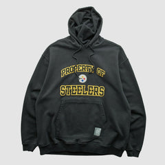 Fanatics Pittsburgh Steelers Reebok 2000s Hooded Pullover Sweatshirt Black Vintage