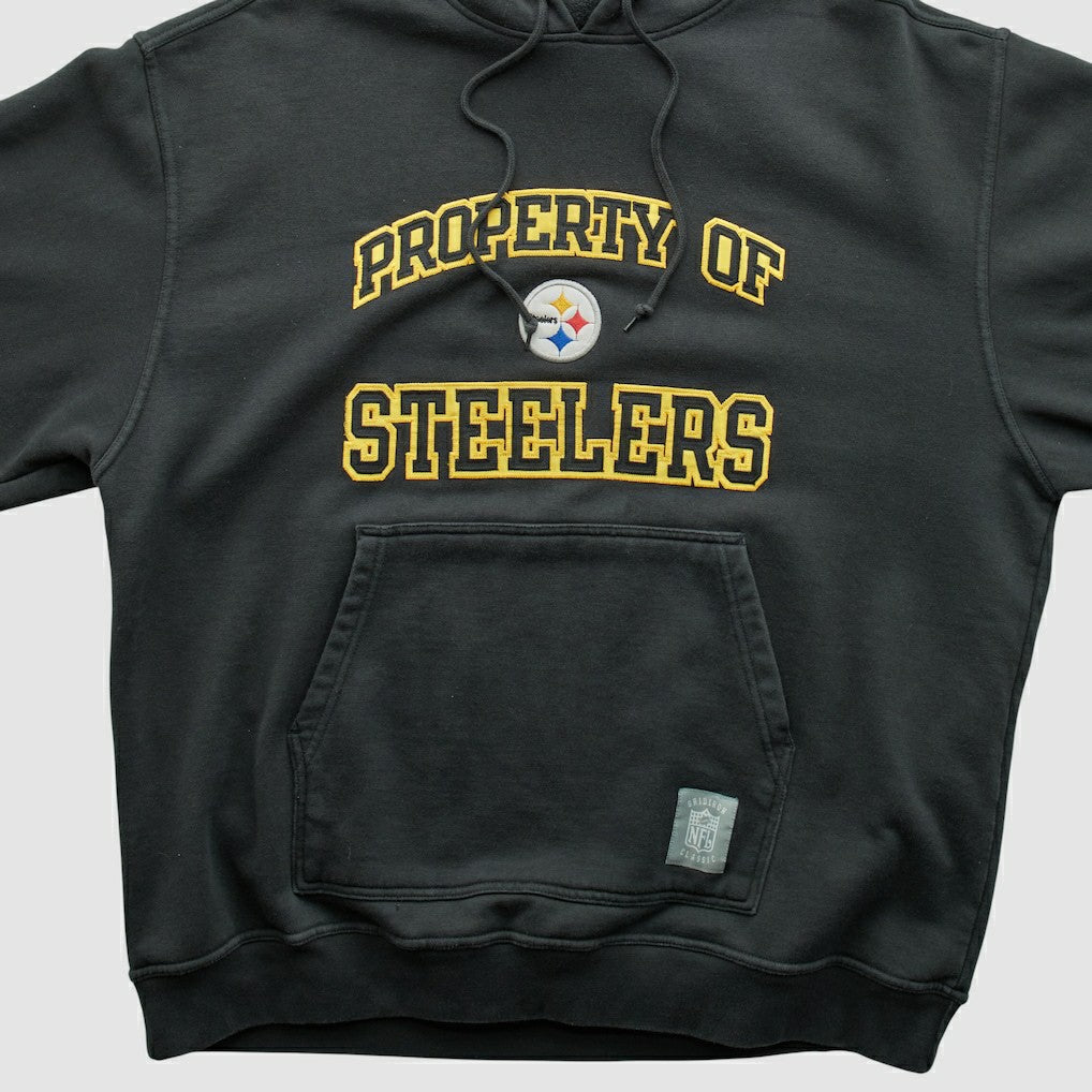 Fanatics Pittsburgh Steelers Reebok 2000s Hooded Pullover Sweatshirt Black Vintage