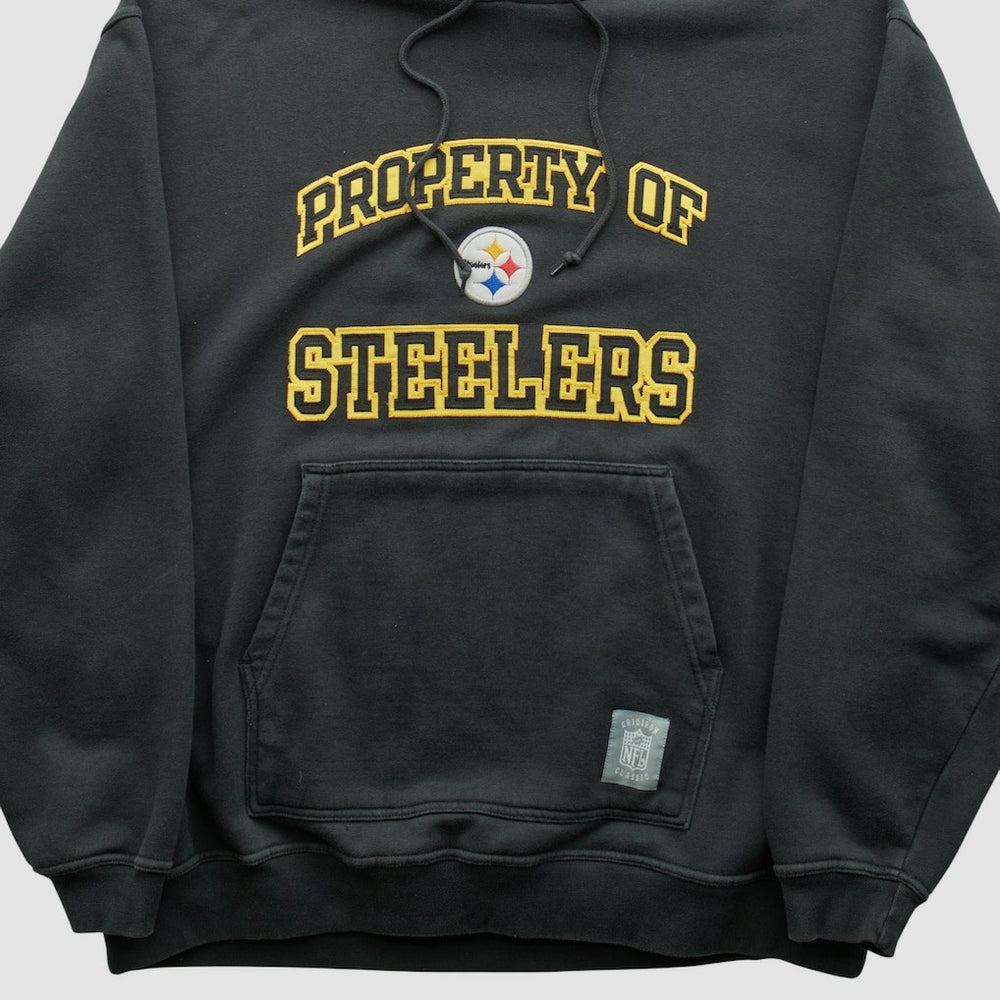 Fanatics Pittsburgh Steelers Reebok 2000s Hooded Pullover Sweatshirt Black Vintage