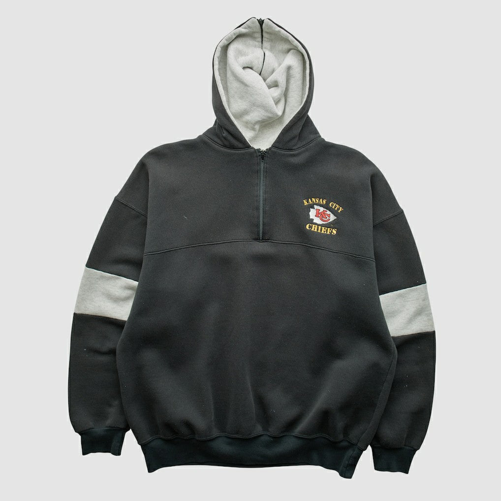 Fanatics Kansas City Chiefs Dodger 90s Hooded 1/4 Zip Sweatshirt Black Vintage