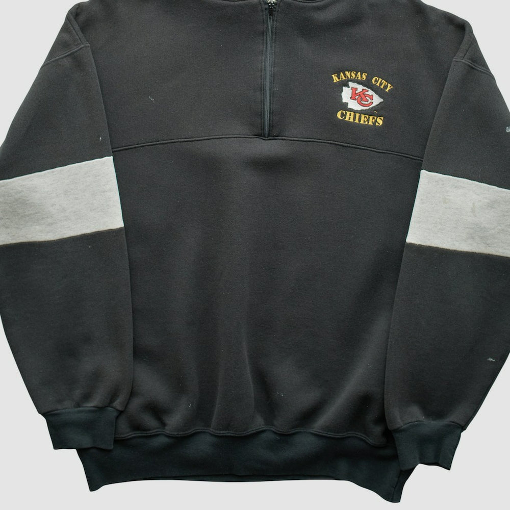 Fanatics Kansas City Chiefs Dodger 90s Hooded 1/4 Zip Sweatshirt Black Vintage