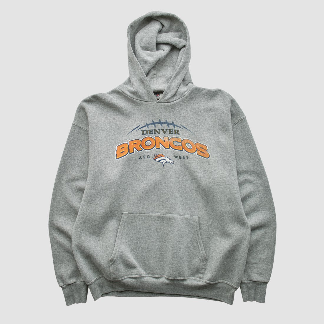 Fanatics Denver Broncos NFL 2000s Hooded Pullover Sweatshirt Heather Gray Vintage