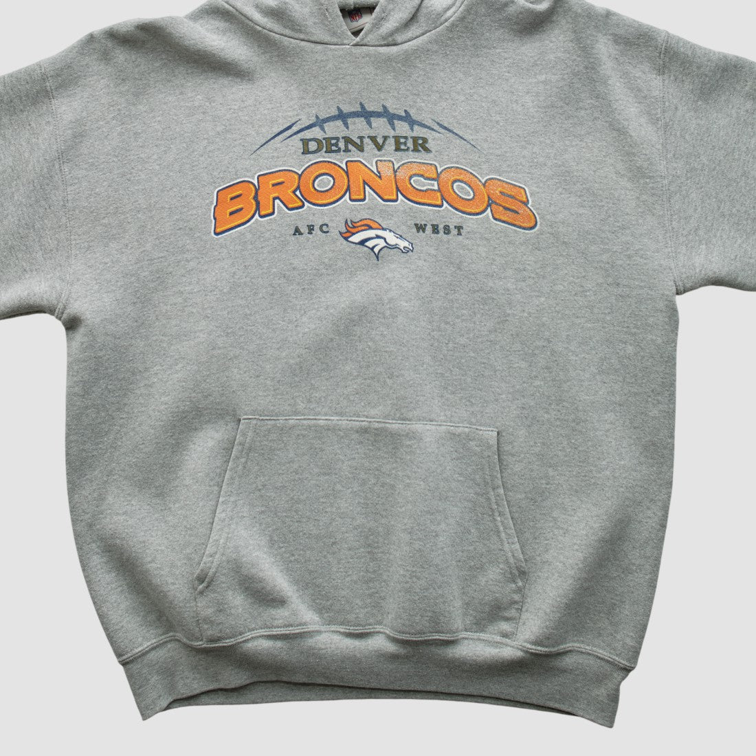 Fanatics Denver Broncos NFL 2000s Hooded Pullover Sweatshirt Heather Gray Vintage