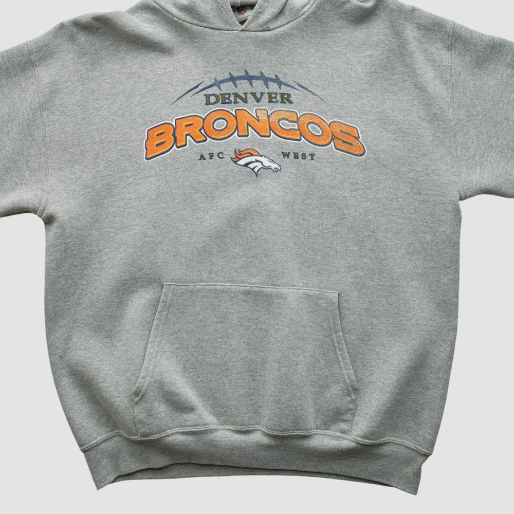 Fanatics Denver Broncos NFL 2000s Hooded Pullover Sweatshirt Heather Gray Vintage