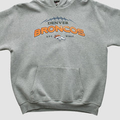 Fanatics Denver Broncos NFL 2000s Hooded Pullover Sweatshirt Heather Gray Vintage