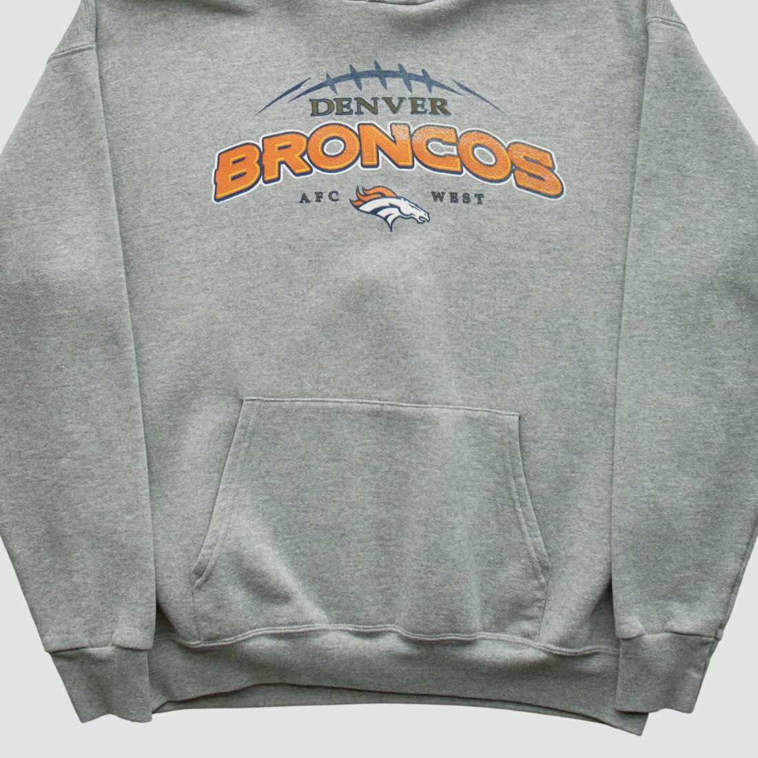 Fanatics Denver Broncos NFL 2000s Hooded Pullover Sweatshirt Heather Gray Vintage