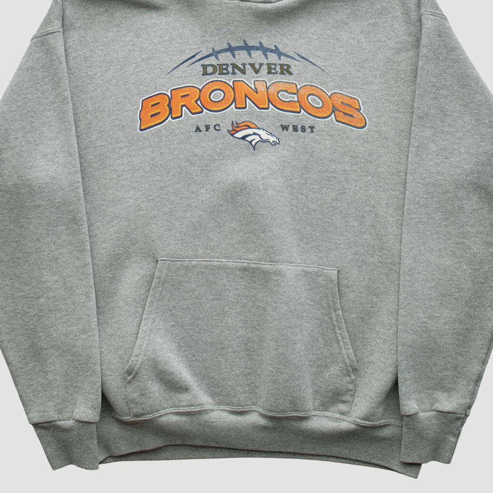 Fanatics Denver Broncos NFL 2000s Hooded Pullover Sweatshirt Heather Gray Vintage