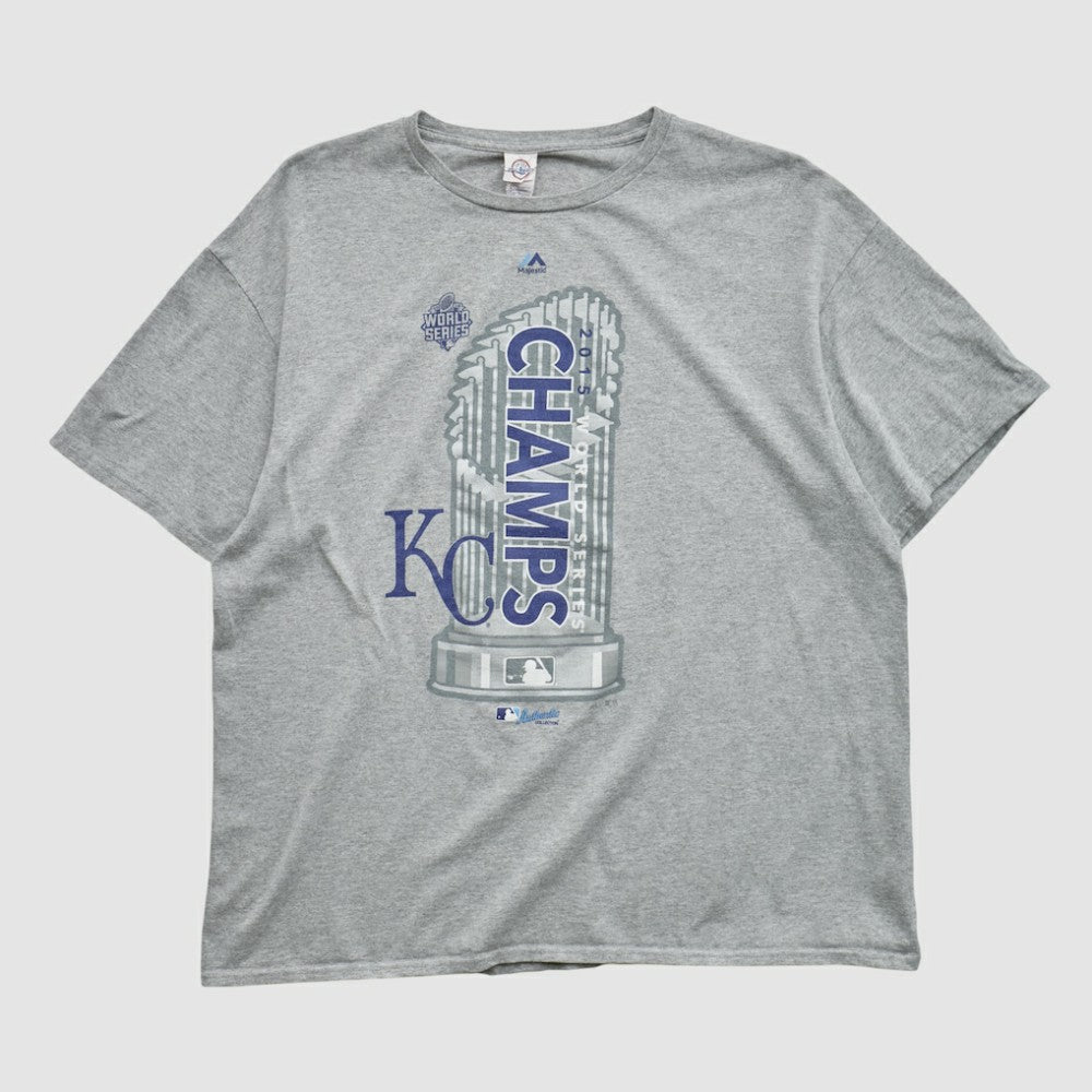 Kansas City Royals Majestic 2015 T-shirt - Heather Gray - Vintage - Fanatics Online