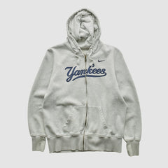 New York Yankees Nike 2000s Hooded Full Zip Sweatshirt - Heather Gray - XVintage - Nike Lifestyle