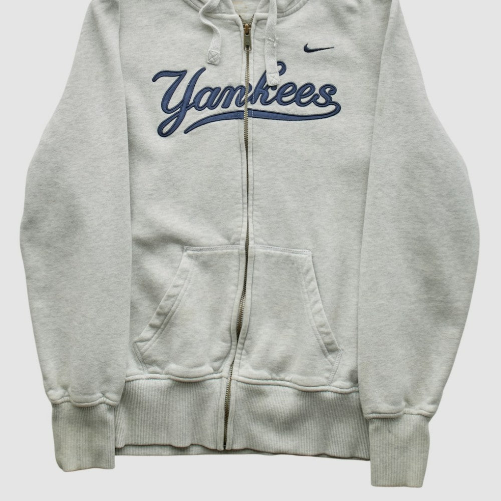 New York Yankees Nike 2000s Hooded Full Zip Sweatshirt - Heather Gray - XVintage - Nike Lifestyle