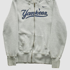 New York Yankees Nike 2000s Hooded Full Zip Sweatshirt - Heather Gray - XVintage - Nike Lifestyle