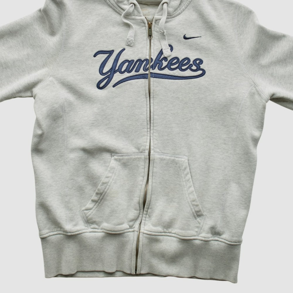 New York Yankees Nike 2000s Hooded Full Zip Sweatshirt - Heather Gray - XVintage - Nike Lifestyle