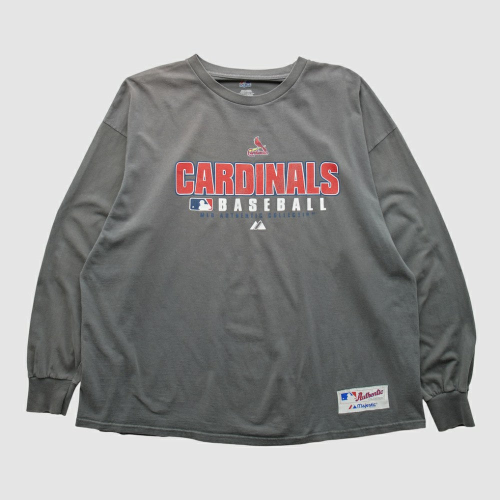 St. Louis Cardinals Majestic 2000s Long Sleeve T-shirt - Gray - 2XVintage - Fanatics on Sale