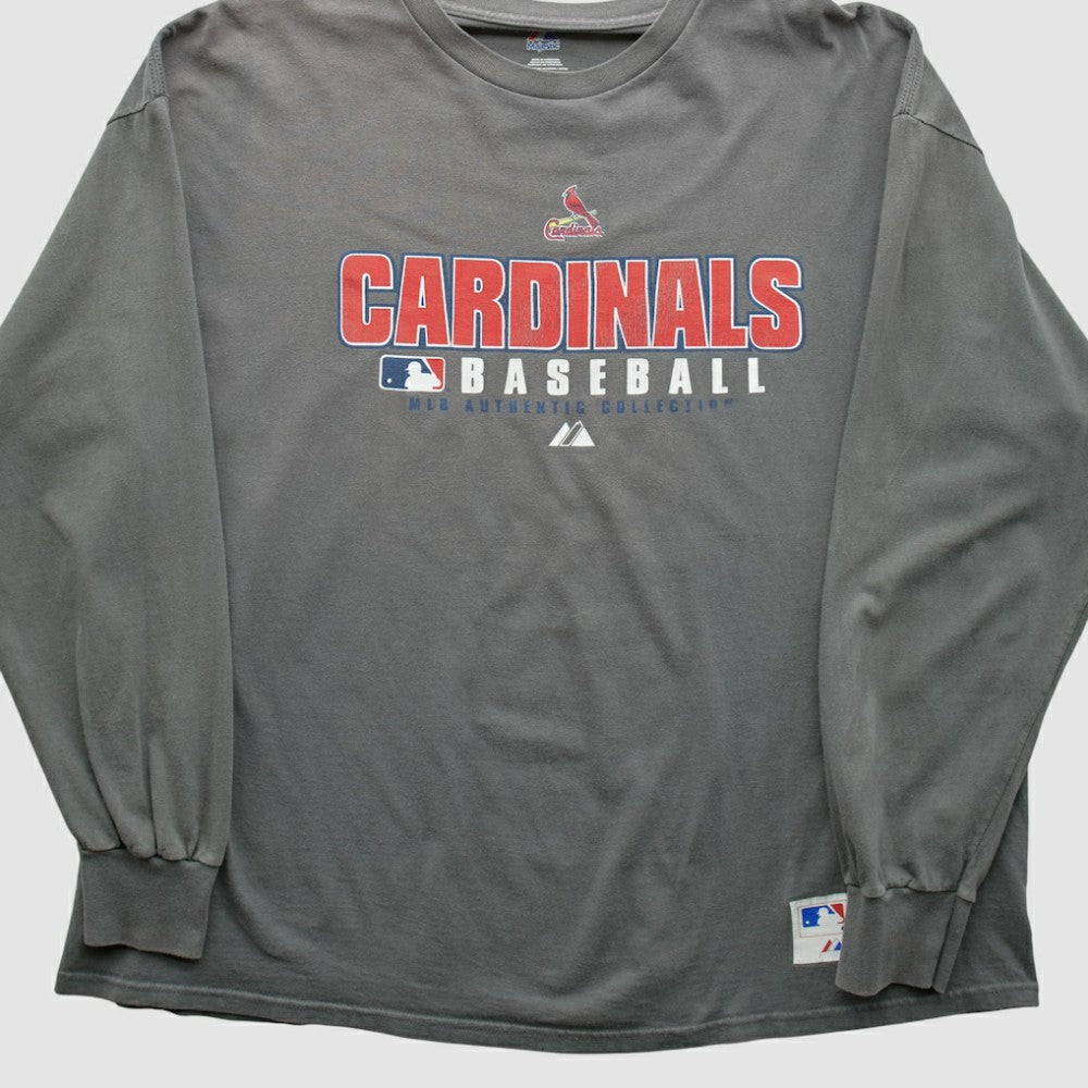 St. Louis Cardinals Majestic 2000s Long Sleeve T-shirt - Gray - 2XVintage - Fanatics on Sale