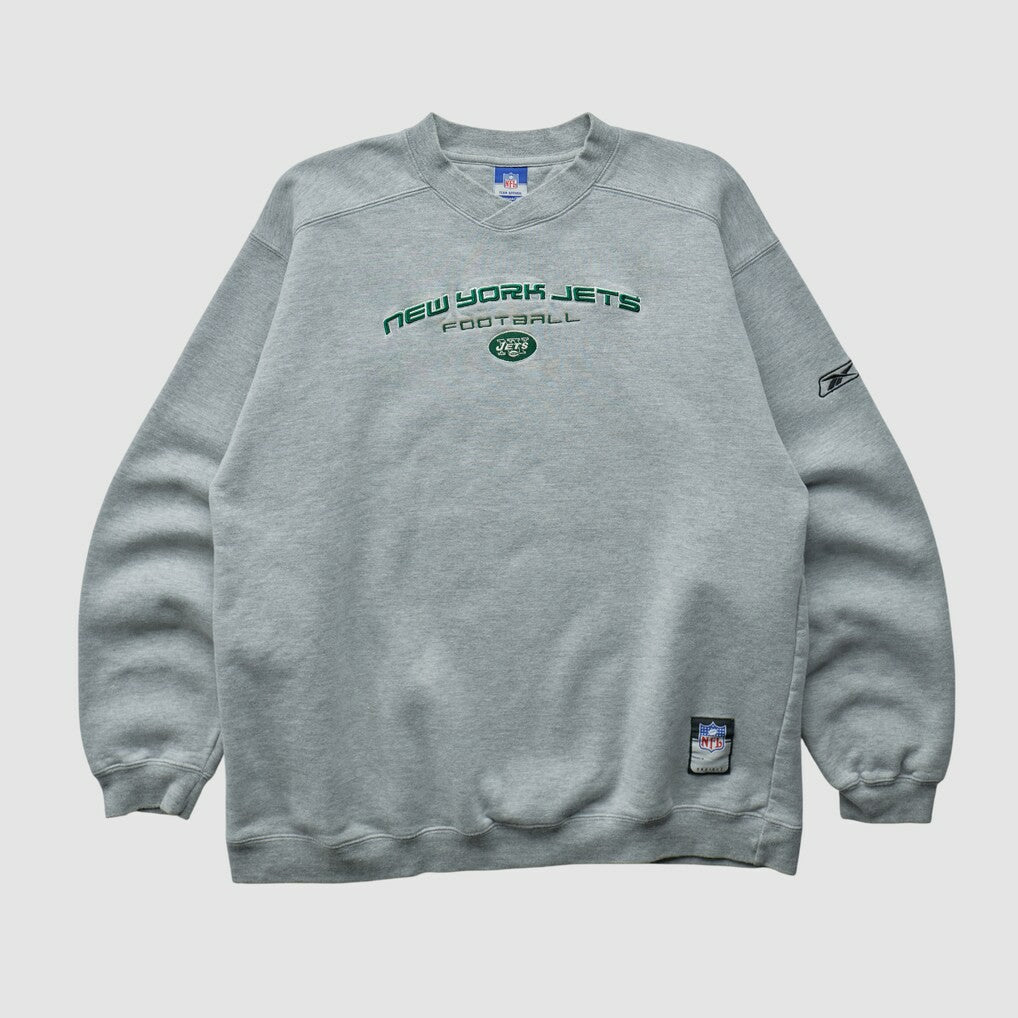 Fanatics New York Jets Reebok 2000s Pullover Sweatshirt Heather Gray Vintage
