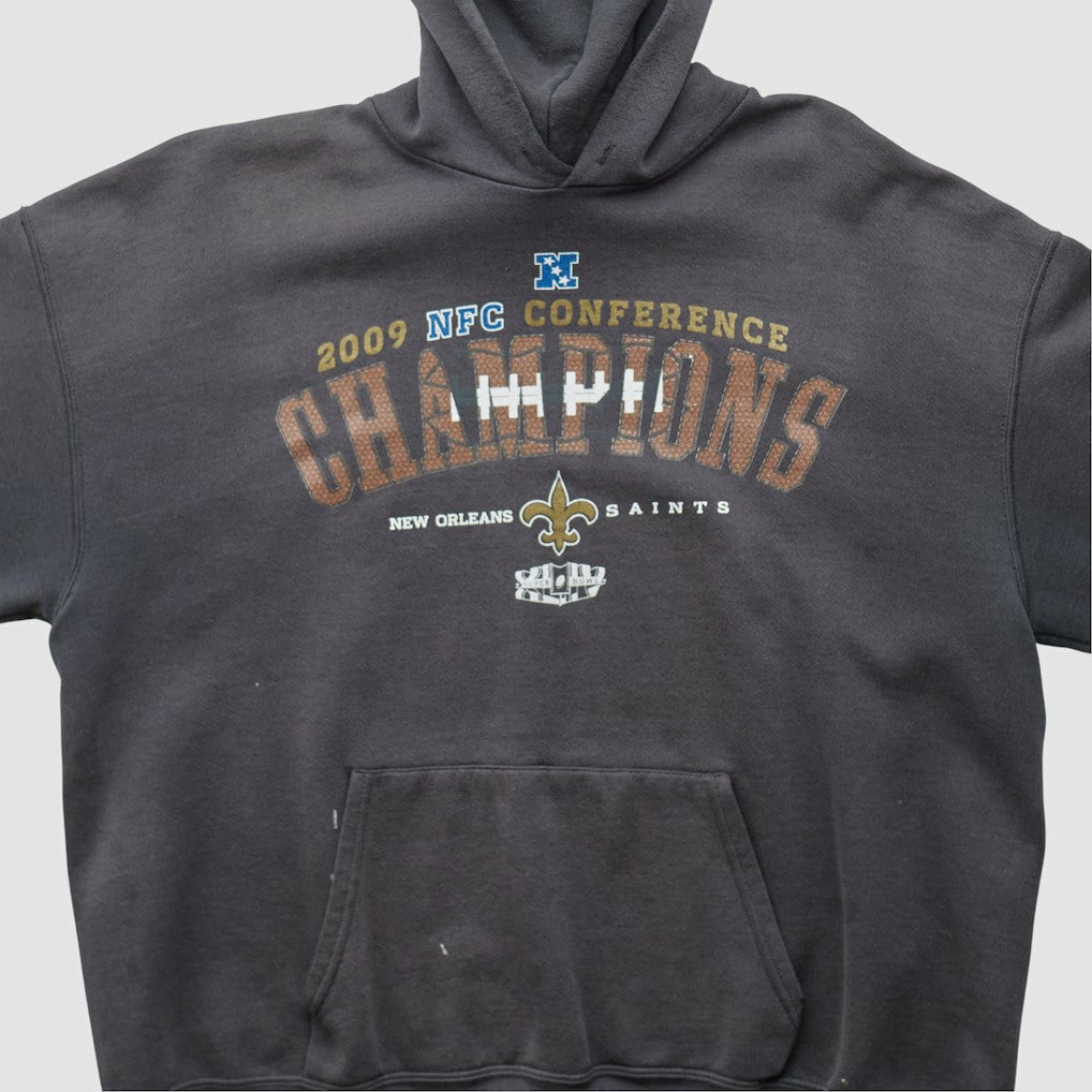 Fanatics New Orleans Saints NFL 2009 Hooded Pullover Sweatshirt Charcoal Vintage