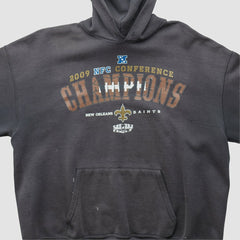 Fanatics New Orleans Saints NFL 2009 Hooded Pullover Sweatshirt Charcoal Vintage