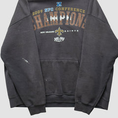 Fanatics New Orleans Saints NFL 2009 Hooded Pullover Sweatshirt Charcoal Vintage