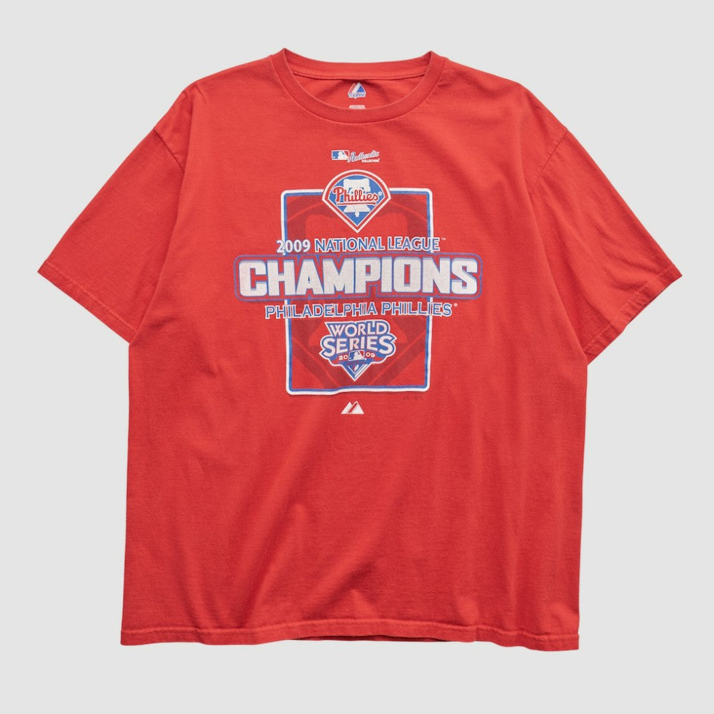 Philadelphia Phillies Majestic 2009 T-shirt - Red - Vintage - Fanatics on Sale