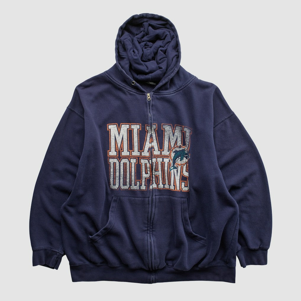Fanatics Miami Dolphins NFL 2010s Hooded Full Zip Sweatshirt Navy Vintage